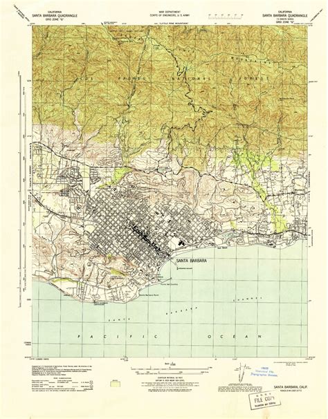 Classic USGS Santa Barbara California 7.5'x7.5' Topo Map – MyTopo Map Store