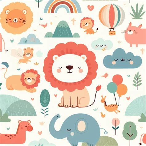 Premium Photo | Lion background desktop wallpaper cute vector