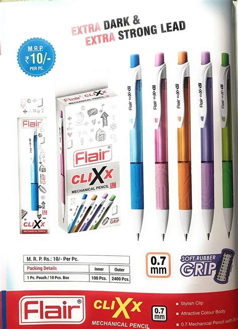 Camlin Multicolor Click Pencil 0 7mm Pouch 10 For Drawing Packaging