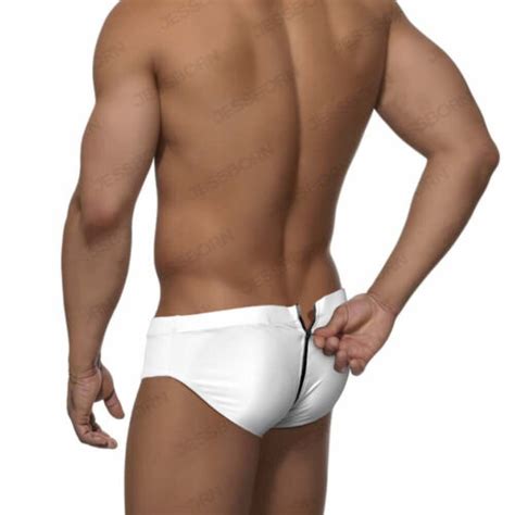 Men Low Rise Back Zipper Swim Briefs Swimwear Solid Swimming Suits Beach Bikini Ebay
