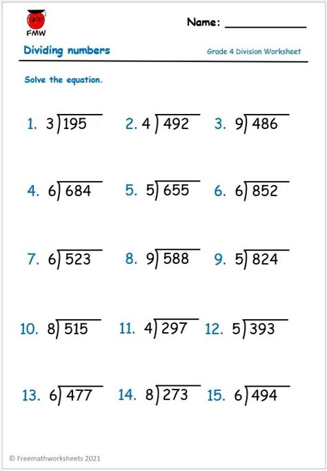 4th Grade Long Division Worksheets Worksheets Library