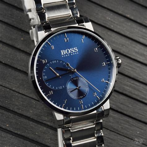 Hugo Boss Mens Chronograph Quartz Oxygen Silver Stainless Steel Blue Dial 42mm Watch 1513597