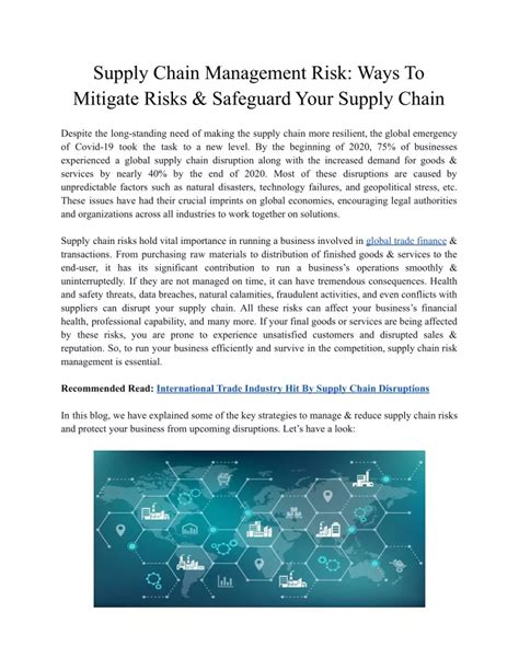 Ppt Supply Chain Management Risk Ways To Mitigate Risks And Safeguard Your Supply Chain