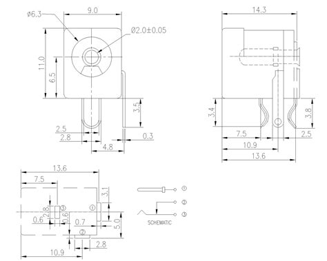 Ø2.0mm DC Power Jack With 2 Pins Kink, Right Angle PDCJ01-02K – Protectron