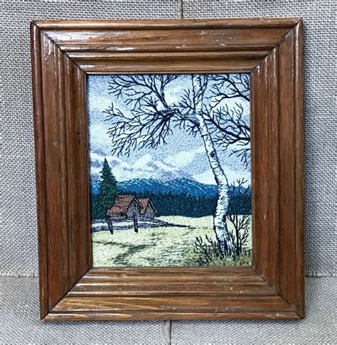 Ukrainian Fall Landscape Naked Tree Framed Finished Embroidery Etsy