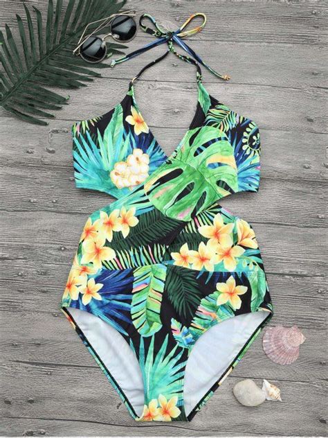 Plus Size Tropical Floral Wrap Swimsuit Colormix Xl Curvy Fashion