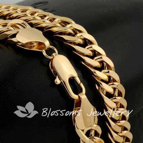 18k 18ct Gold Gf 10mm Wide Curb Link Chain Mens Womens Necklace 24 S21a 114gram Ebay