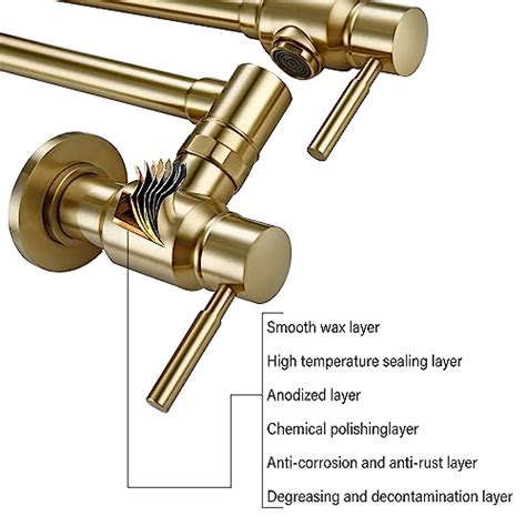 BAGNOLUX Traditional Wall Mounted Single Hole Pot Filler Faucet Gold