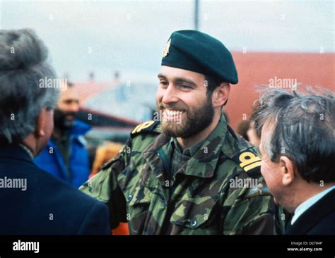 Prince Andrew With A Beard And Uniform On A Visit To Port Stanley