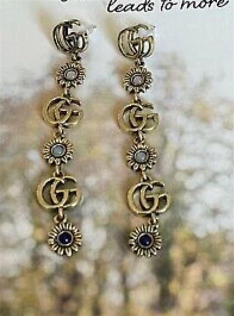 Gorgeous Gucci Gg Flower Dangle Earrings Etsy