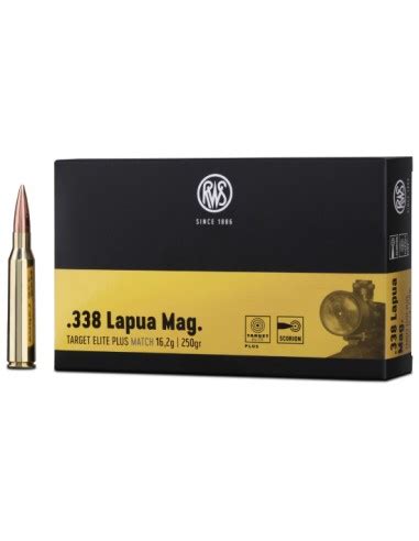 MUNITION RWS 338 LAPUA MAG TARGET ELITE PLUS 250GR 16 2 GRAMMES BOITE