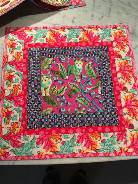 Cat Quilt Using Tula Pink Tabby Road Fabric Tula Pink Quilt Tula Pink Cat Quilt