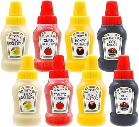 Yetafoi Pack Of 8 Mini Sauce Containers 25ML Ketchup Soy Sauce Honey