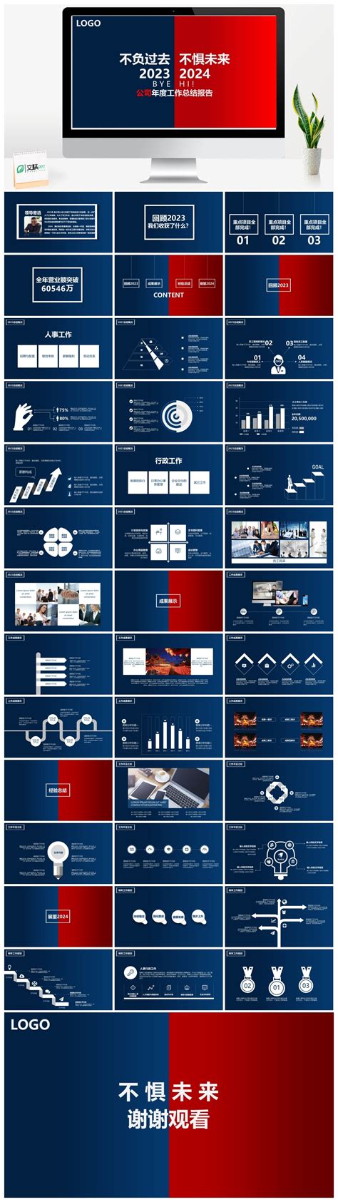 2024不负过去不惧未来年终工作总结公司年度汇报述职报告ppt模板 文稿ppt