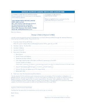 Fillable Online National Electronic Clearing Service Necs Mandate Form