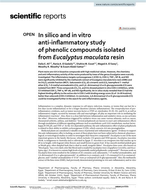 PDF In Silico And In Vitro Anti Inflammatory Study Of Phenolic