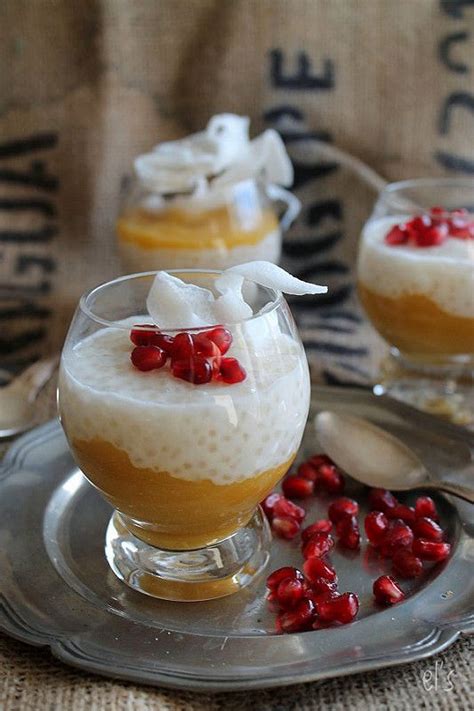 Tapioca Au Lait De Coco Pur E Mangue Banane Et Grenade Desserts