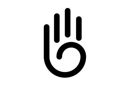 Line Palm Hand Logo Design Graphic By Dimensi Design · Creative Fabrica