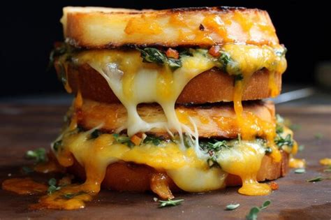 Premium Photo Savory Bliss Grilled Cheese Tower Sandwich Image