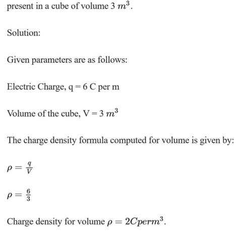 Volume Charge Density Formula Tutor Ttd