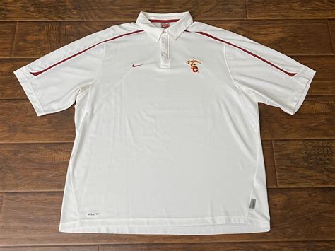 Vtg Nike Fit Dry Usc Trojans Mens S Y K Embroidered Polo Shirt Euc