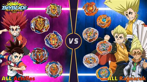 Beyblade Burst Bu 【all Achilles Vs All Ragnaruk】 Relay Battle ベイブレードバーストbu 베이블레이드 버스트 Bu Youtube