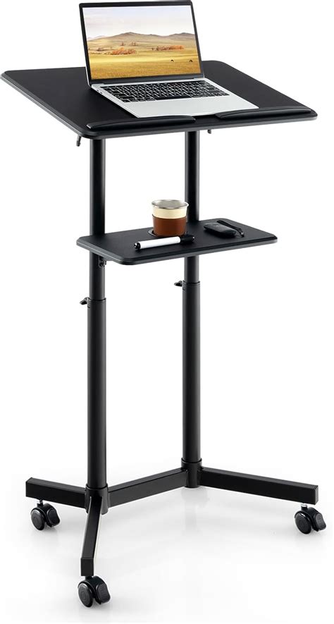 Amazon Tangkula Mobile Lectern Podium Height Adjustable Rolling