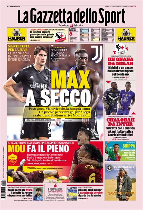 La Prima Pagina Della Gazzetta Dello Sport Del