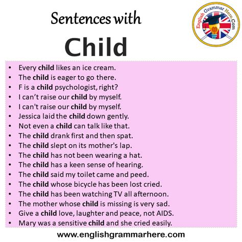 Sentences With Child Child In A Sentence In English Sentences For