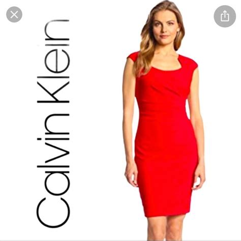 Calvin Klein Dresses Calvin Klein Red Midi Dress Poshmark