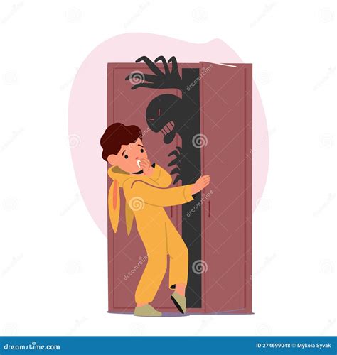 Childrens Fear Of Monster Hiding In Closet Concept Childhood Fears