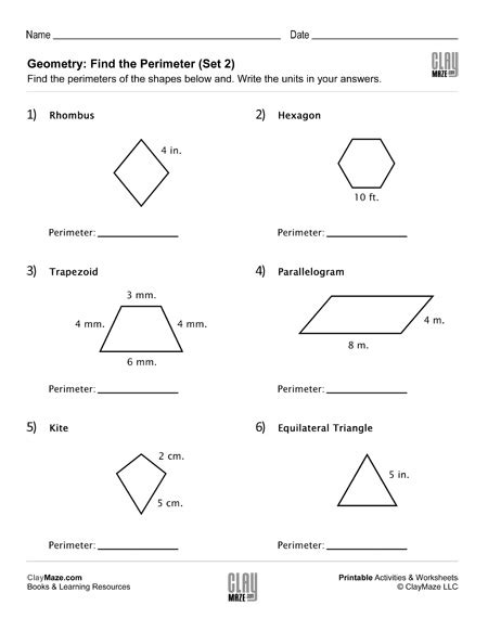 Geometry Area And Perimeter Worksheets Pdf