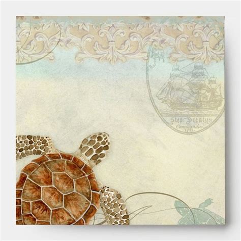 Sea Turtle Modern Coastal Ocean Beach Swirls Style Envelope Zazzle