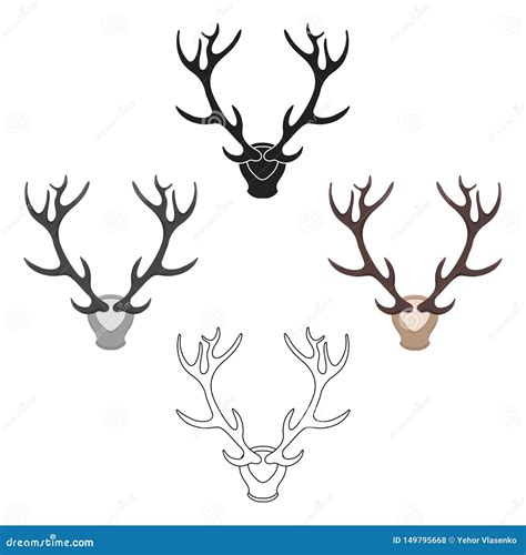 Deer Antlers Horns Icon In Cartoon Black Style Isolated On White