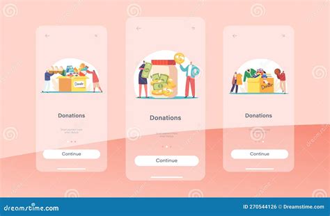 Donations Mobile App Page Onboard Screen Template Tiny People Filling