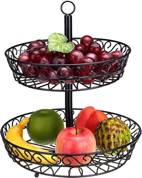 Exquisite Fruit Basket Bowl Perfect For Displaying Double Creative Metal Fruit Tray Living Room