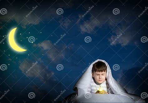 Boy Under The Covers With A Flashlight Stock Photo Image Of Dead