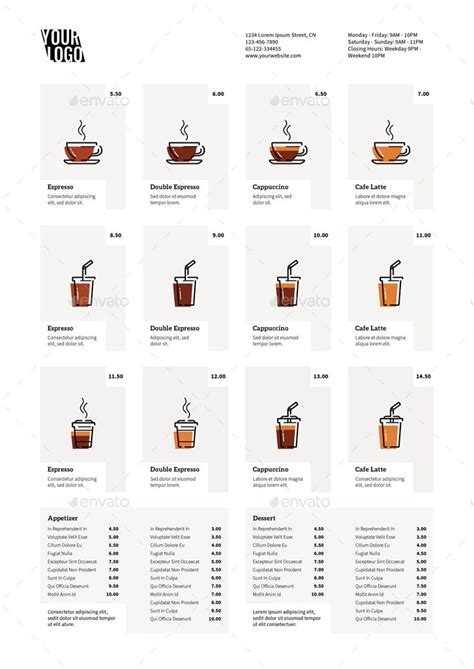 Print Menu Design for Coffee Shop / Cafe / Restaurant / Bistro / Resto ...