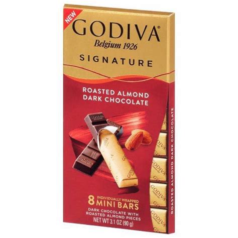 Review Godiva Signature Dark Chocolate Bars Roasted Almond Mini