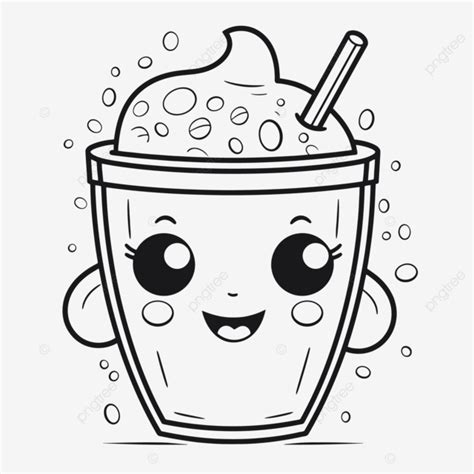 Desenho De Esboço Páginas Para Colorir Milk Shake Animado Vetor PNG