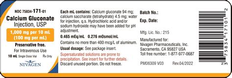 Calcium Gluconate Injection Package Insert