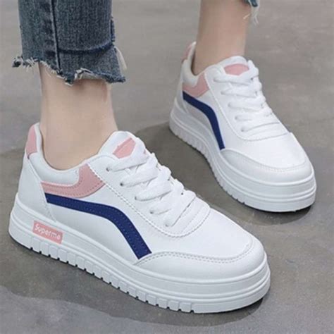 Promo Sepatu Sneakers Wanita Model Korea Fashion Cewek Kekinian Snikers