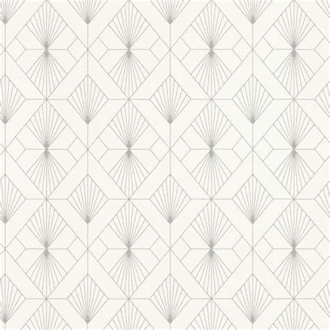 Modern Art Art Deco Geometric Fan Wallpaper White / Silver Rasch 620931