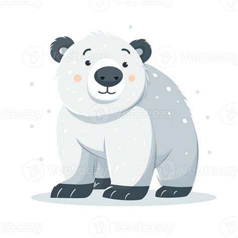 2d Cartoon Polar Bear Logo Illustration No Background Cute Digital Artwork Perfect For Print On