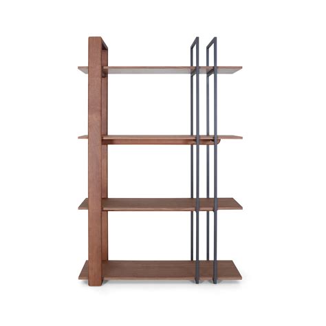 Lim Bookcase In Walnut Wood Finish And Black Metal For Sale At Stdibs