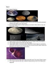 Week 1 Impact Craters 1 Pdf Week 1 Lab 1 Impact Cratering We Find