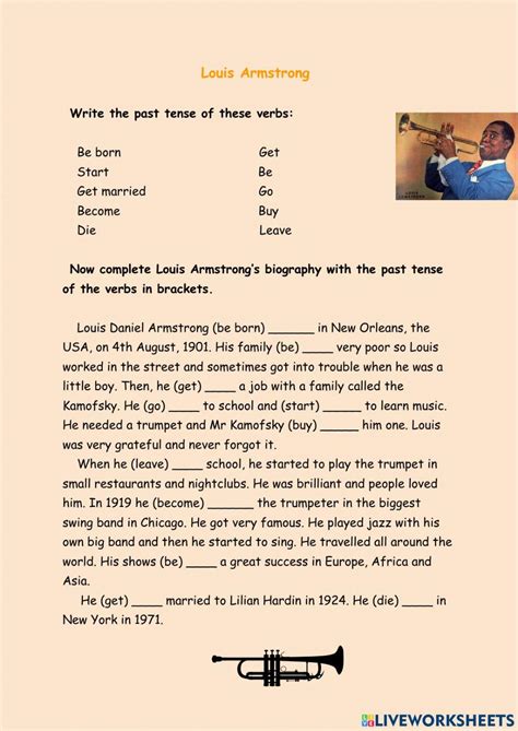 Louis Armstrong Biography Worksheet Live Worksheets