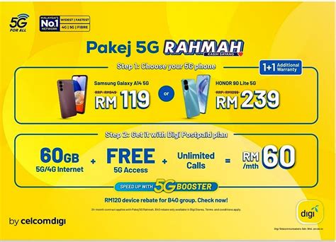 Pakej 5G Rahmah Pelan Digi Paling Asas Dengan Data 60GB Tapi Telefon