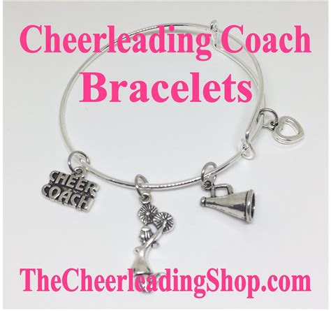 Cheerleading Coach Charm Bangle Bracelet Silver Cheer Coach Bracelet