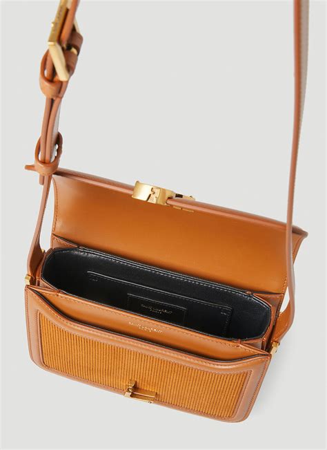 Solferino Corduroy Small Satchel Shoulder Bag In Brown Saint Laurent